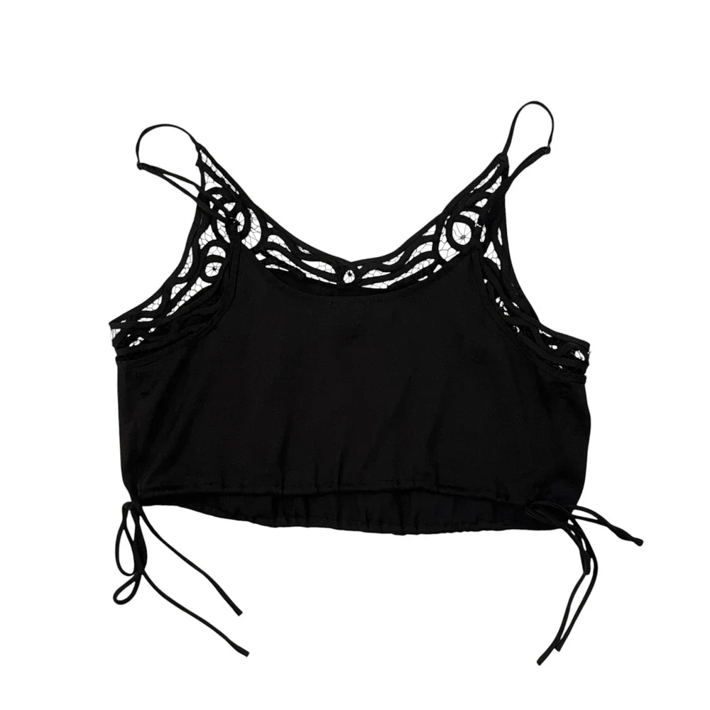 Free People Intimately Blouson Brami - Cropped Cami Top - Black - Size M